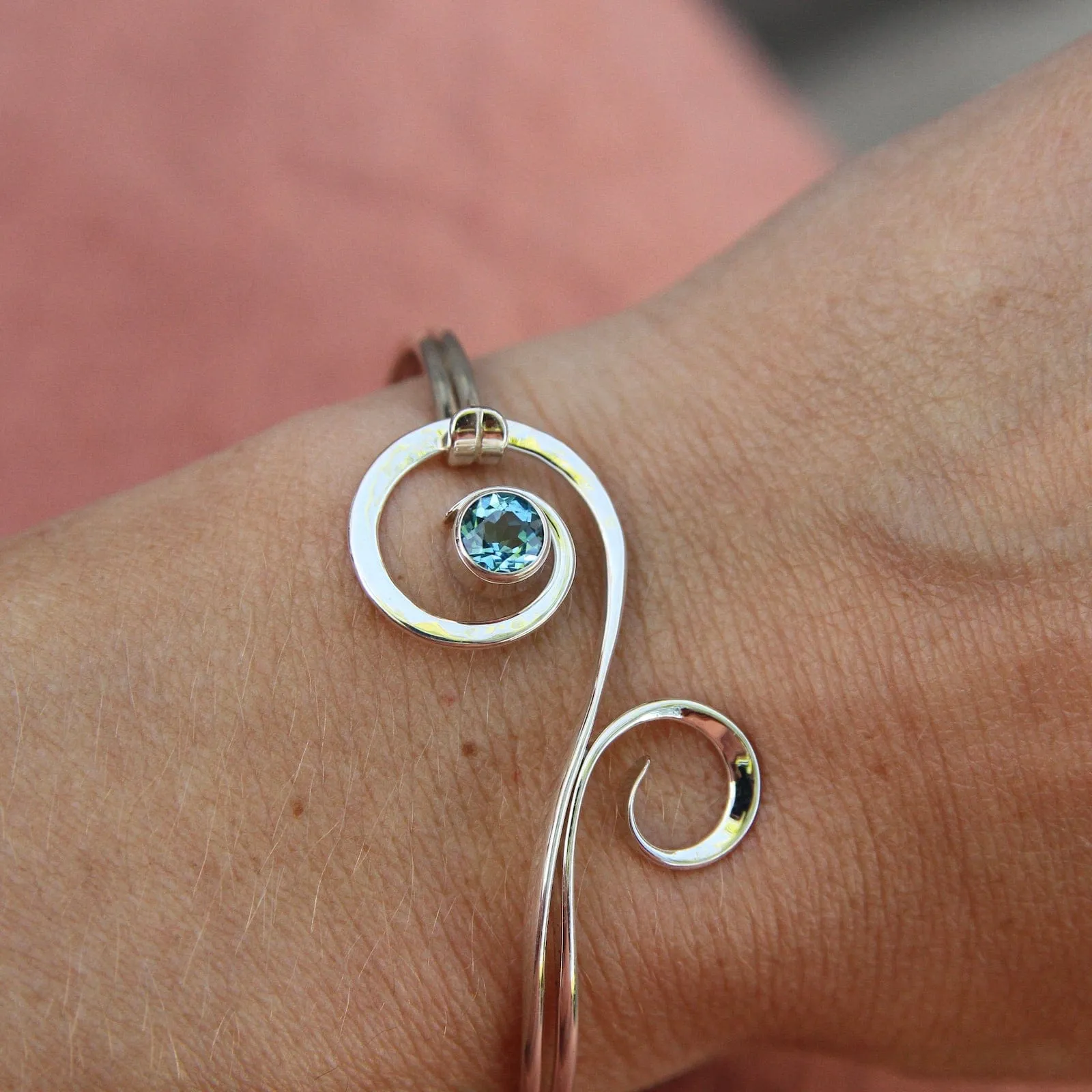 Fiddlehead Bracelet with Blue Topaz