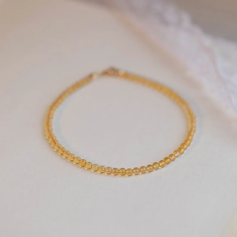 Lucky Gold Bead Natural Stone Bracelet with 14k Gold Plating